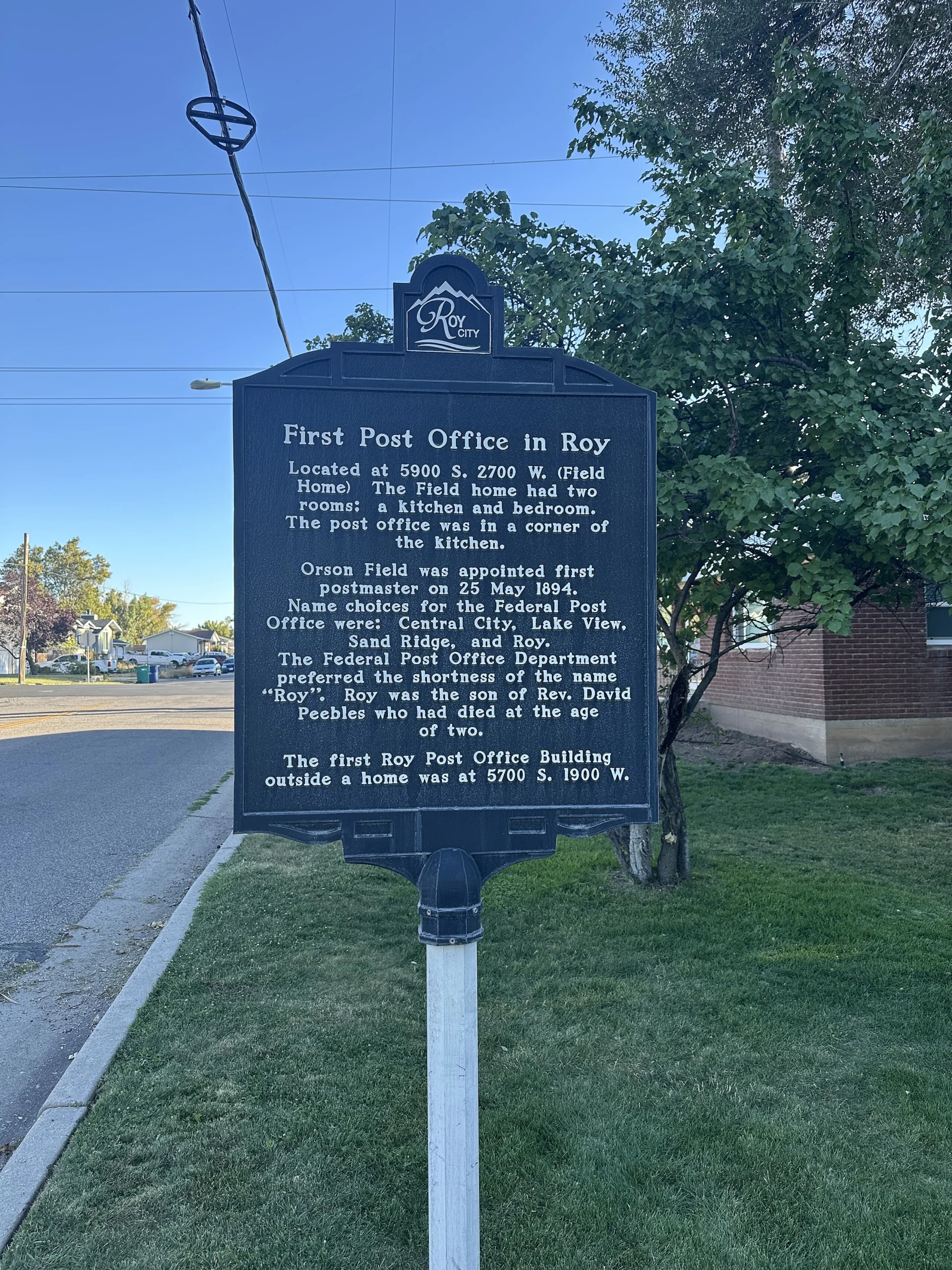 First Post Office in Roy historical marker